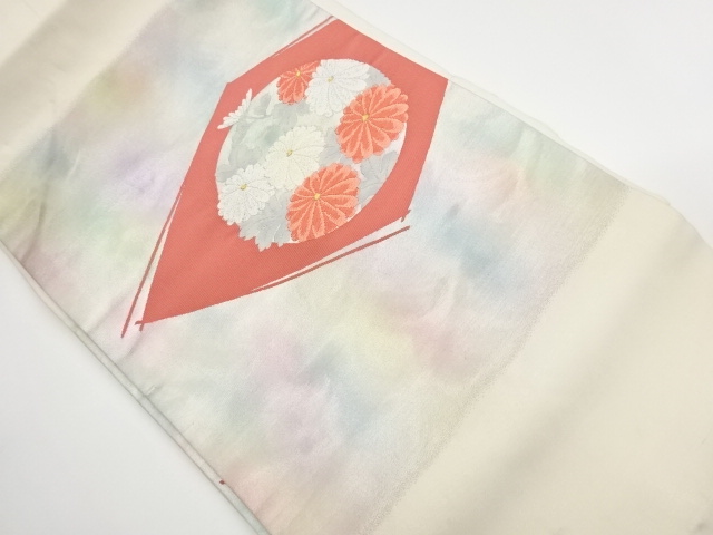 JAPANESE KIMONO / VINTAGE NAGOYA OBI / WOVEN KIKU & RHOMBUS